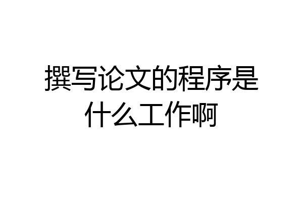 撰写论文的程序是什么工作啊