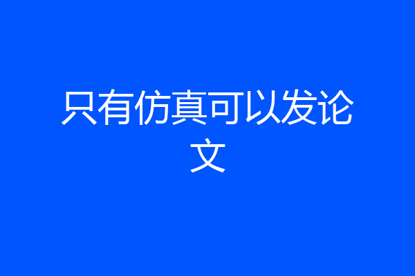 只有仿真可以发论文