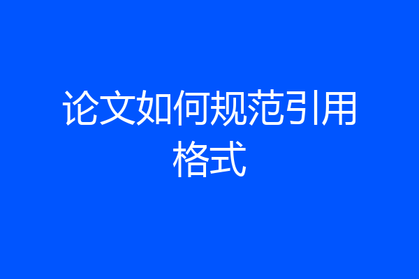 论文如何规范引用格式