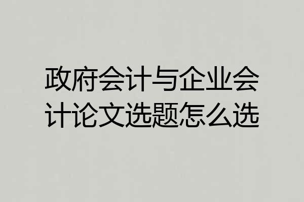 政府会计与企业会计论文选题怎么选