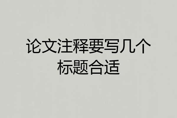 论文注释要写几个标题合适
