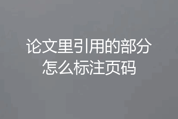 论文里引用的部分怎么标注页码