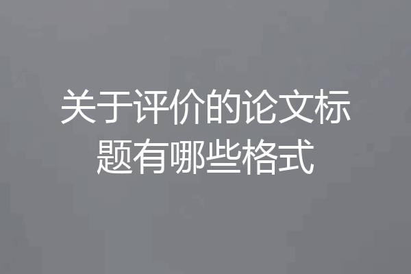 关于评价的论文标题有哪些格式