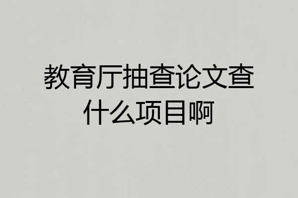 教育厅抽查论文查什么项目啊