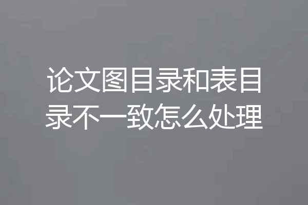 论文图目录和表目录不一致怎么处理