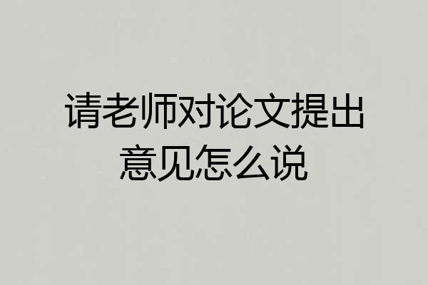 请老师对论文提出意见怎么说