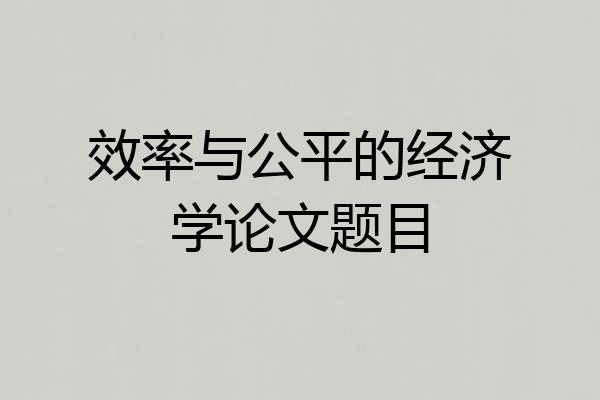 效率与公平的经济学论文题目