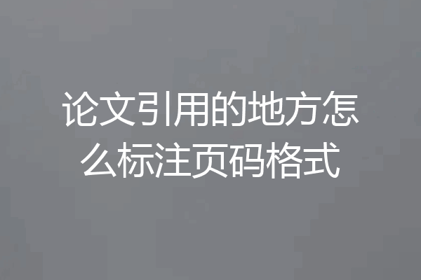 论文引用的地方怎么标注页码格式