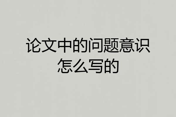 论文中的问题意识怎么写的