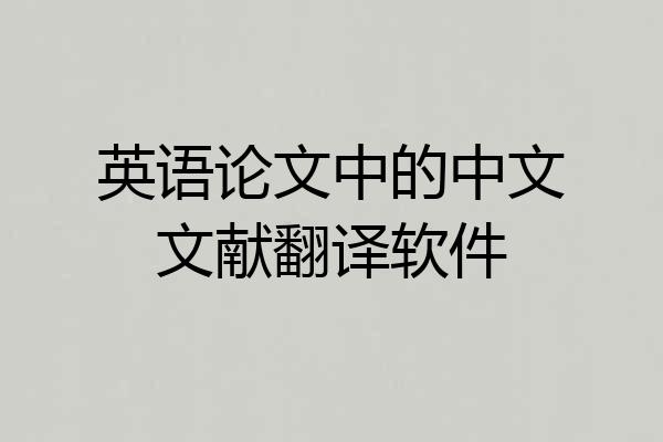 英语论文中的中文文献翻译软件