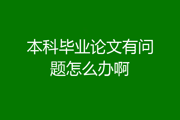 本科毕业论文有问题怎么办啊