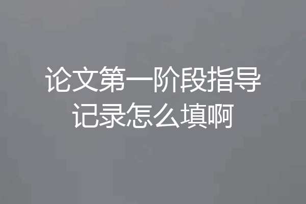 论文第一阶段指导记录怎么填啊