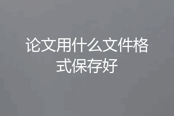 论文用什么文件格式保存好
