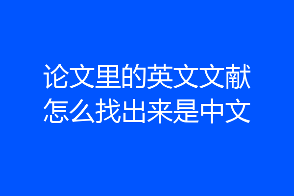 论文里的英文文献怎么找出来是中文