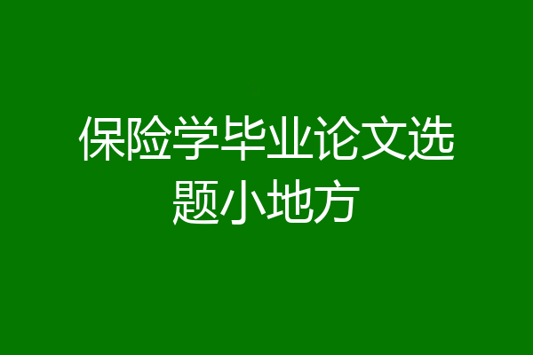 保险学毕业论文选题小地方