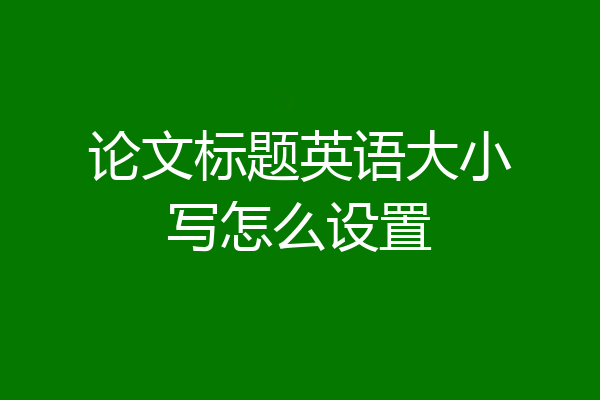 论文标题英语大小写怎么设置
