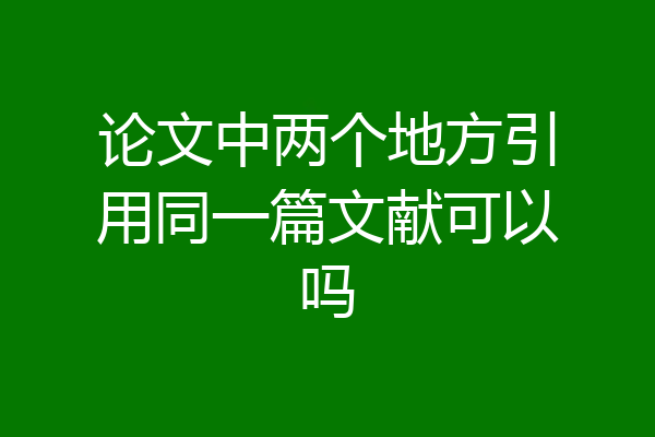 论文中两个地方引用同一篇文献可以吗