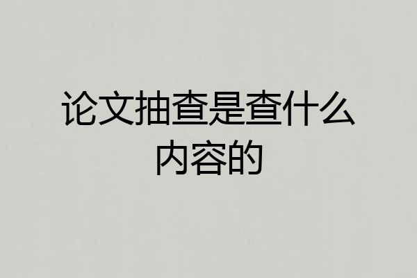 论文抽查是查什么内容的