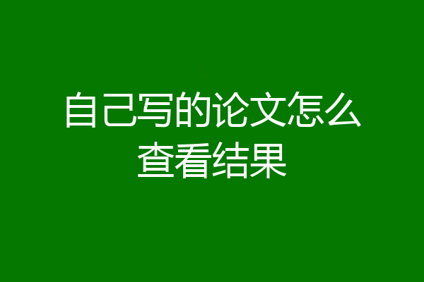自己写的论文怎么查看结果