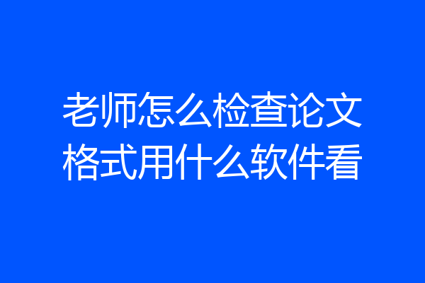老师怎么检查论文格式用什么软件看