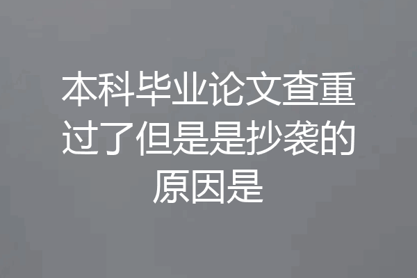 本科毕业论文查重过了但是是抄袭的原因是