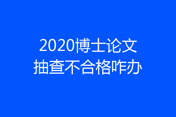 2020博士论文抽查不合格咋办