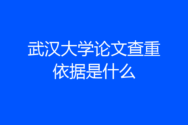 武汉大学论文查重依据是什么