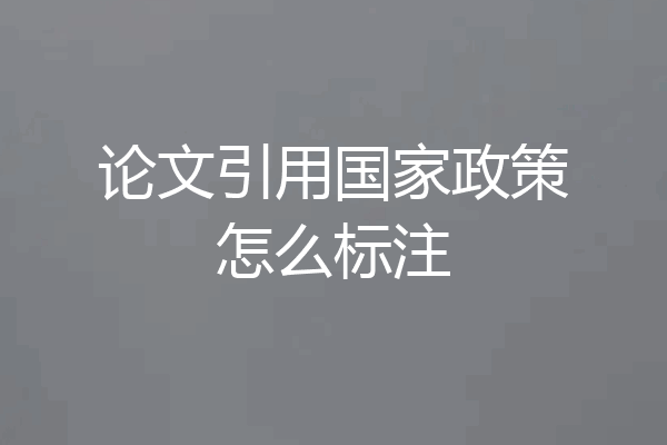 论文引用国家政策怎么标注