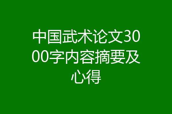 中国武术论文3000字内容摘要及心得