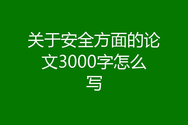 关于安全方面的论文3000字怎么写