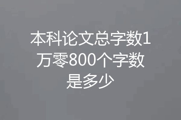本科论文总字数1万零800个字数是多少