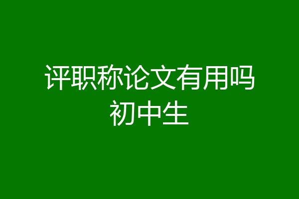 评职称论文有用吗初中生