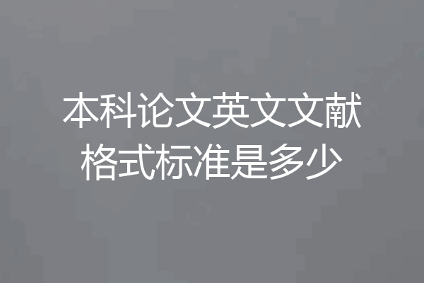 本科论文英文文献格式标准是多少