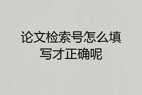 论文检索号怎么填写才正确呢