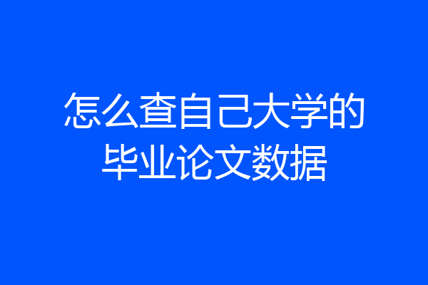 怎么查自己大学的毕业论文数据