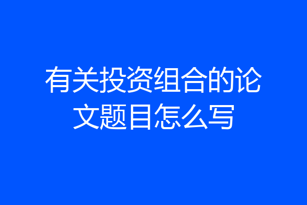 有关投资组合的论文题目怎么写