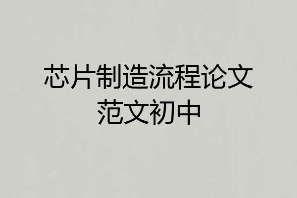 芯片制造流程论文范文初中