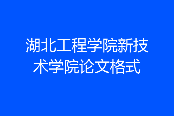 湖北工程学院新技术学院论文格式