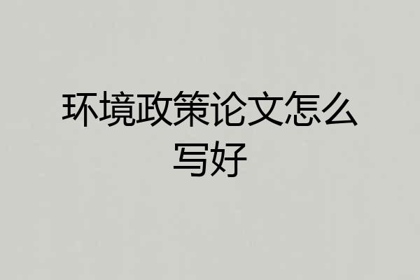 环境政策论文怎么写好
