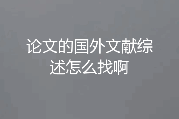 论文的国外文献综述怎么找啊