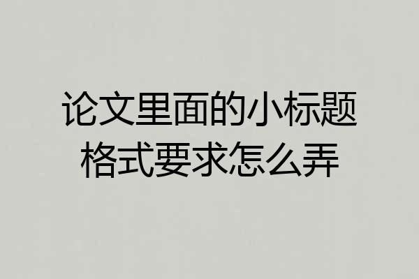 论文里面的小标题格式要求怎么弄
