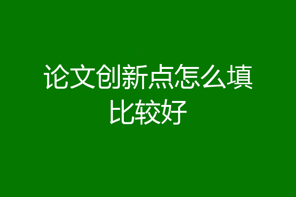 论文创新点怎么填比较好