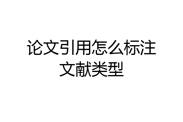 论文引用怎么标注文献类型
