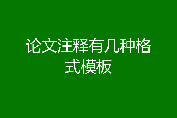 论文注释有几种格式模板