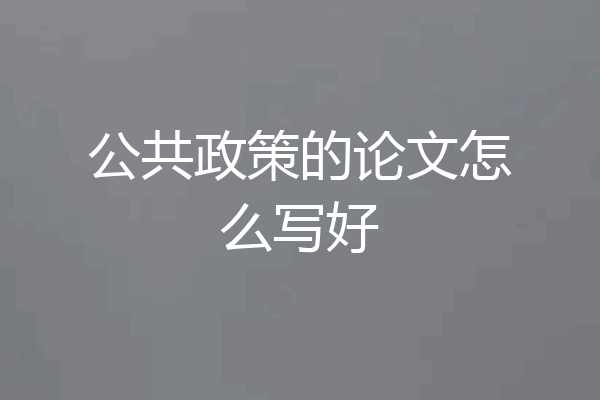 公共政策的论文怎么写好