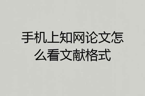手机上知网论文怎么看文献格式