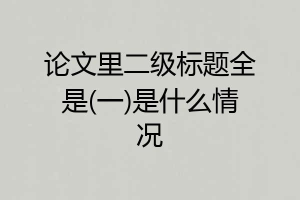 论文里二级标题全是(一)是什么情况