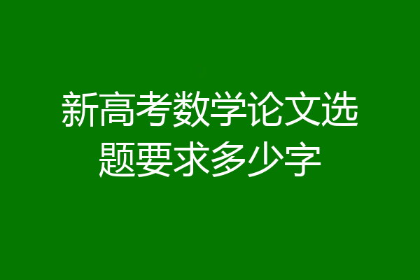 新高考数学论文选题要求多少字