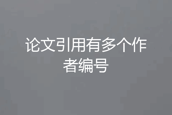 论文引用有多个作者编号