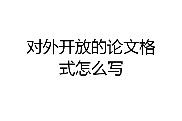 对外开放的论文格式怎么写